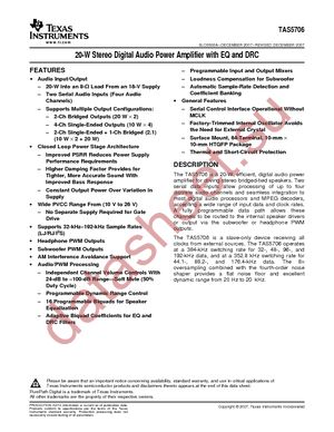 TAS5706PAPG4 datasheet  